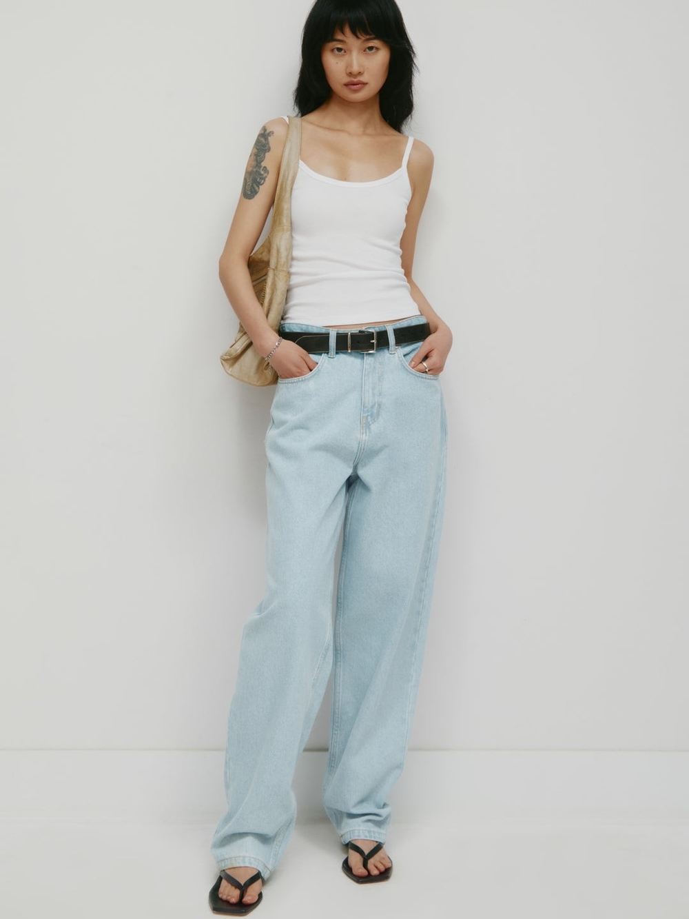 KOTN Light Blue High-Rise Straight Jeans